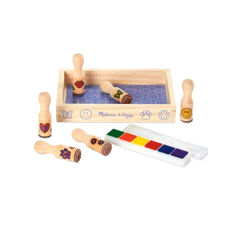 Melissa & Doug Happy Handles Wooden Stamp Set with Inkpad