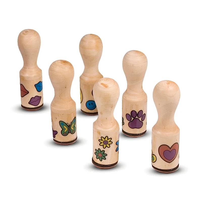 Melissa & Doug Happy Handles Wooden Stamp Set with Inkpad
