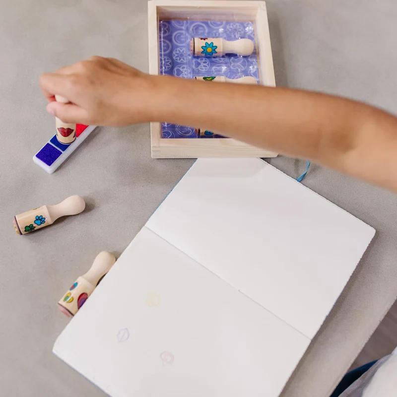 Melissa & Doug Happy Handles Wooden Stamp Set with Inkpad