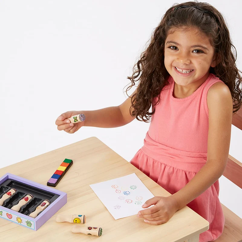 Melissa & Doug Happy Handles Wooden Stamp Set with Inkpad