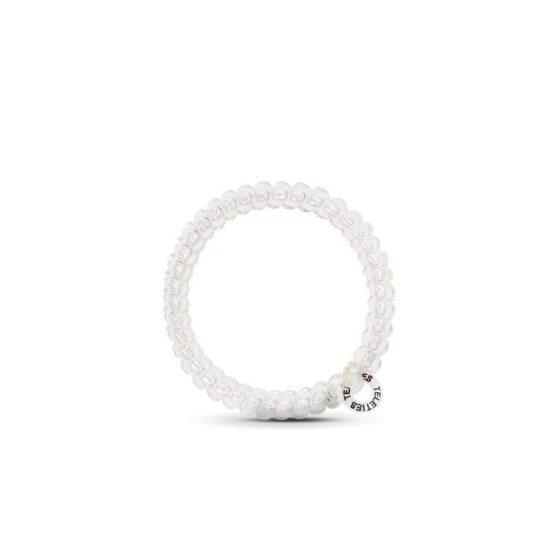 TELETIES Crystal Clear Small Waterproof Spiral Hair Ties 3-Pack