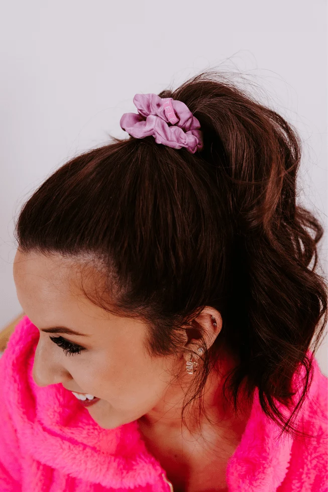 Teleties I Pink I Love You Large Silk Hair Scrunchies