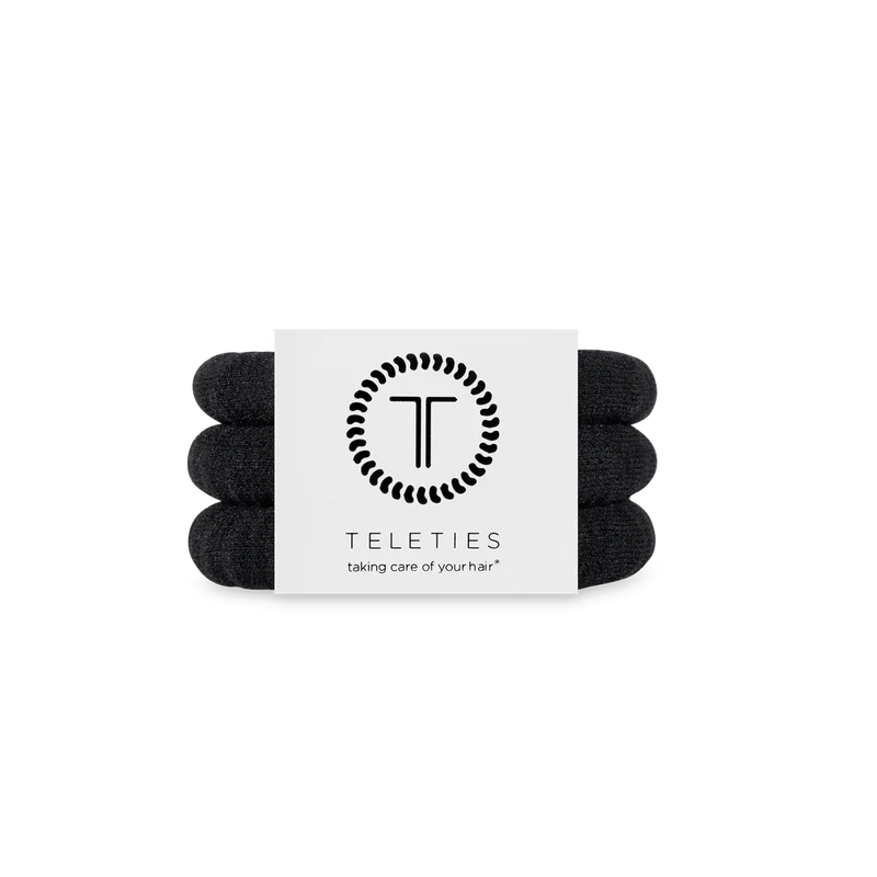 Jet Black Small Nylon Wrapped Coil Hair Ties 3-Pack