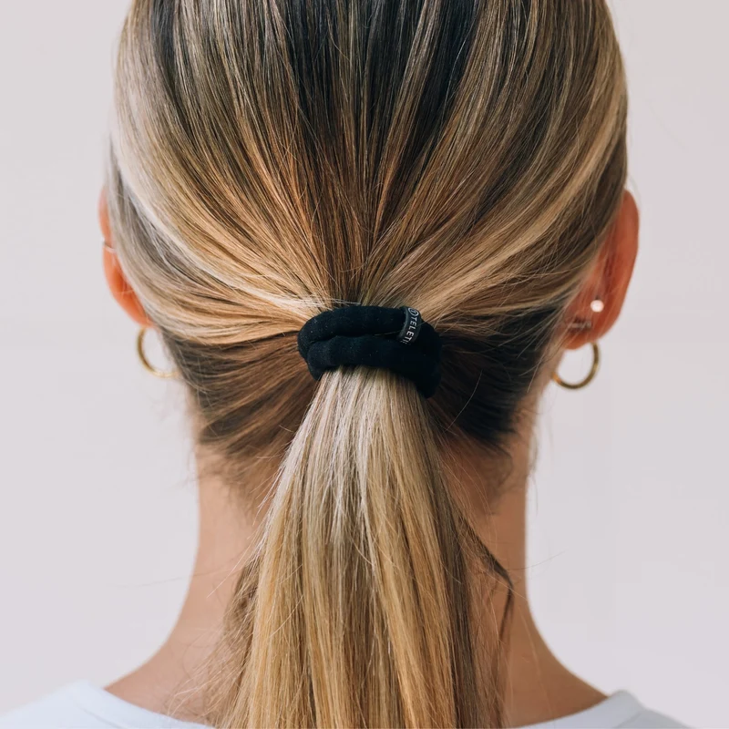 Jet Black Small Nylon Wrapped Coil Hair Ties 3-Pack