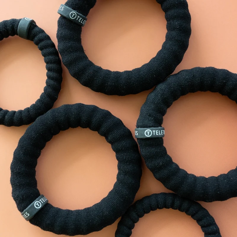 Jet Black Small Nylon Wrapped Coil Hair Ties 3-Pack