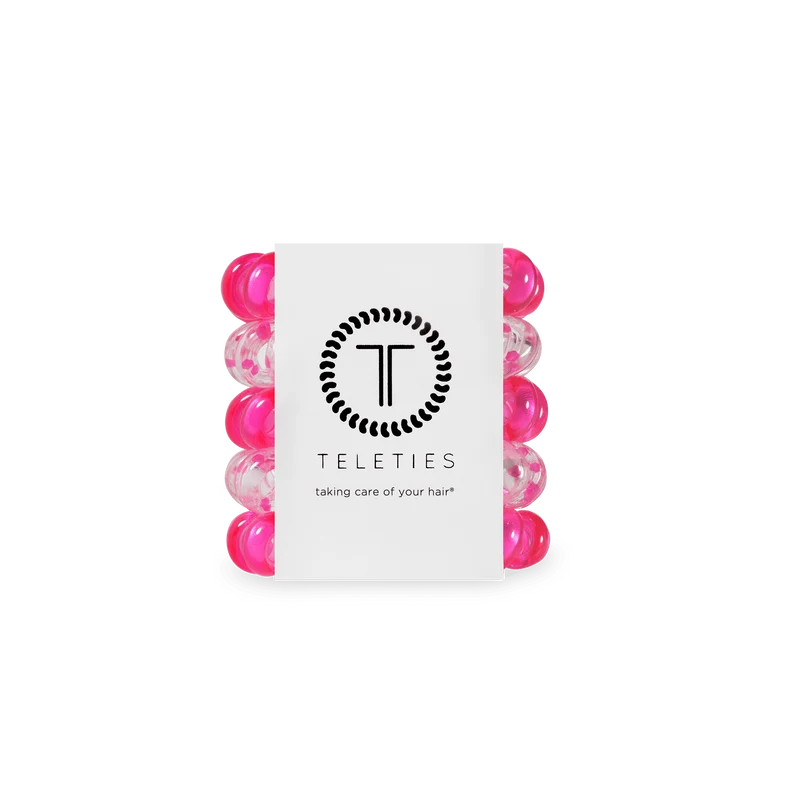 TELETIES Flirt Alert Pink Tiny No-Crease Spiral Hair Ties
