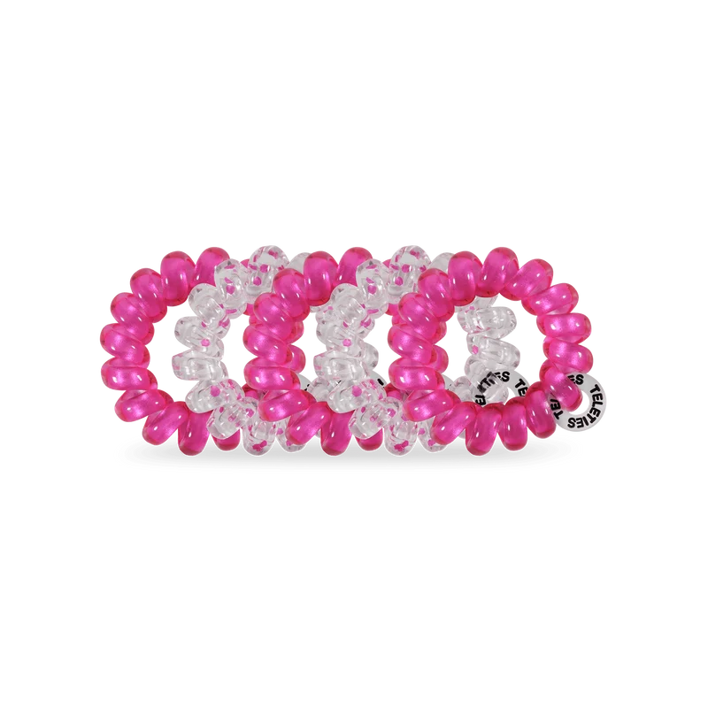 TELETIES Flirt Alert Pink Tiny No-Crease Spiral Hair Ties