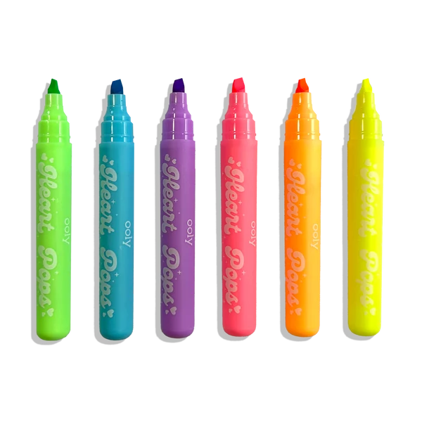Ooly Heart Pops Neon Highlighters Set of Six Vibrant Colorful Pens