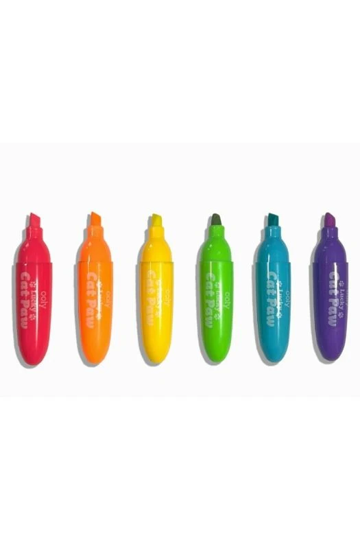 Ooly Lucky Cat Paw Neon Highlighters Berry Scented Set of 6
