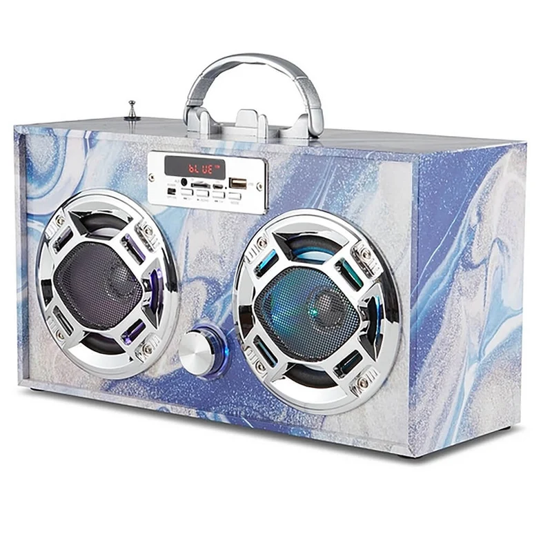Swirl Wireless Bluetooth Boombox with FM Radio and LED Lights