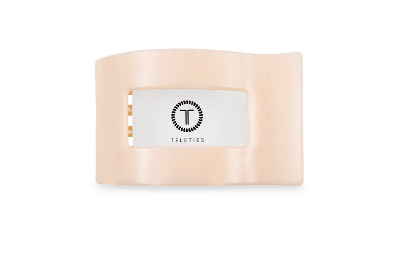 Teleties Small Flat Rectangle Hair Clip Almond Beige