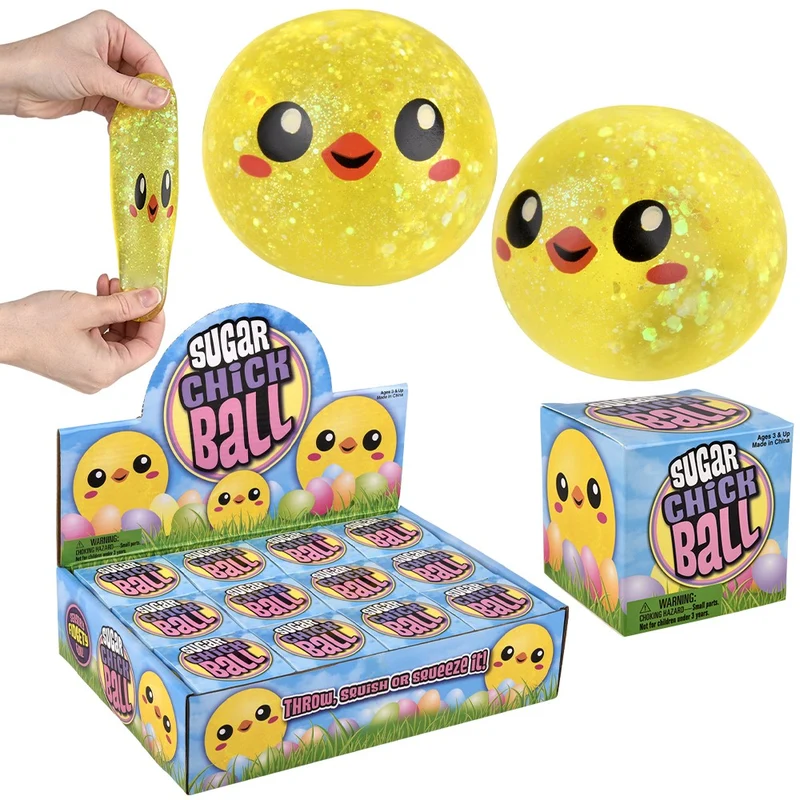 2.5 Inch Easter Chick Stress Relief Sugar Ball Fidget Toy