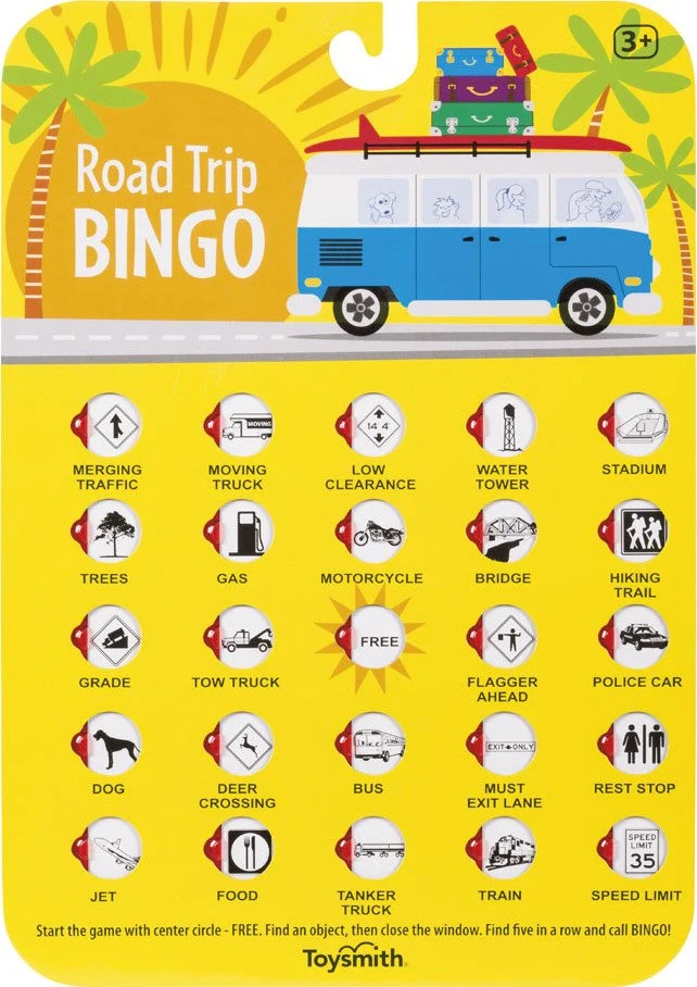Durable Road Trip Bingo Travel Game with Sliding Windows