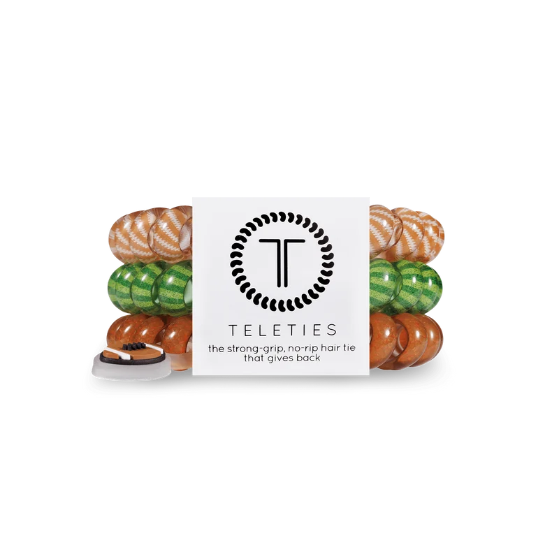 Teleties Football Large Spiral Hair Ties Strong Grip 3-Pack
