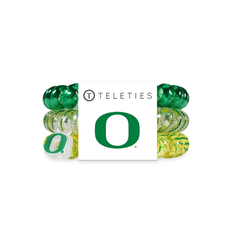 TELETIES Go Ducks Large Spiral Hair Ties 3 Pack Green Yellow