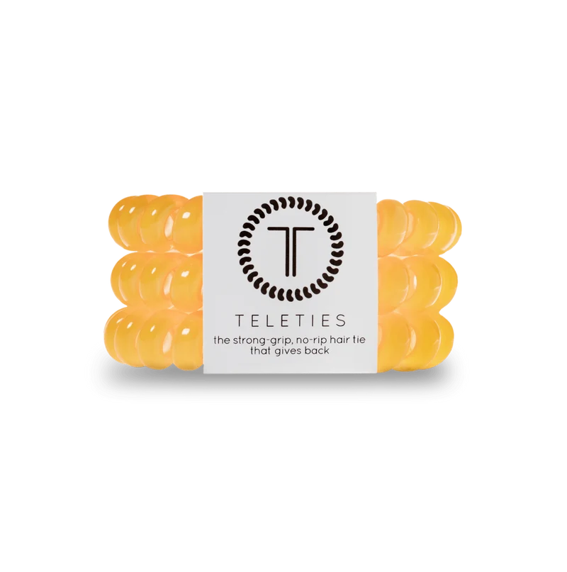 TELETIES Atomic Yellow Large No-Rip Waterproof Spiral Hair Ties