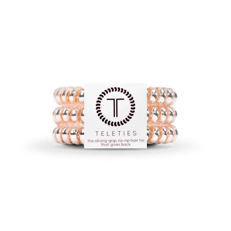 TELETIES Millennial Pink Small Hair Ties No Rip Strong Grip Elastic