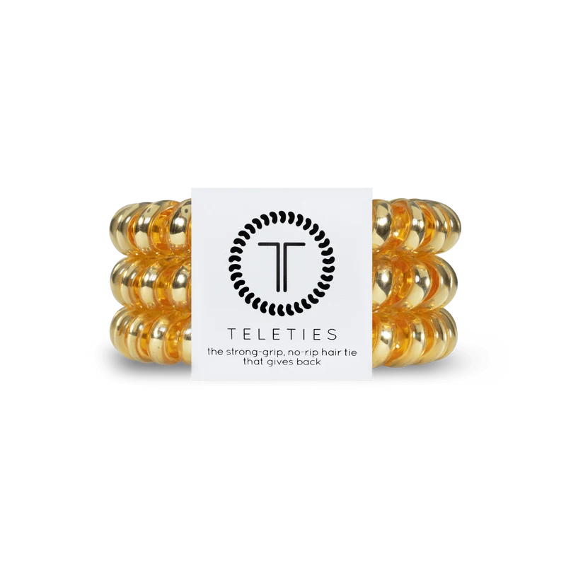 TELETIES Sunset Gold Large No Rip Spiral Hair Ties Pack