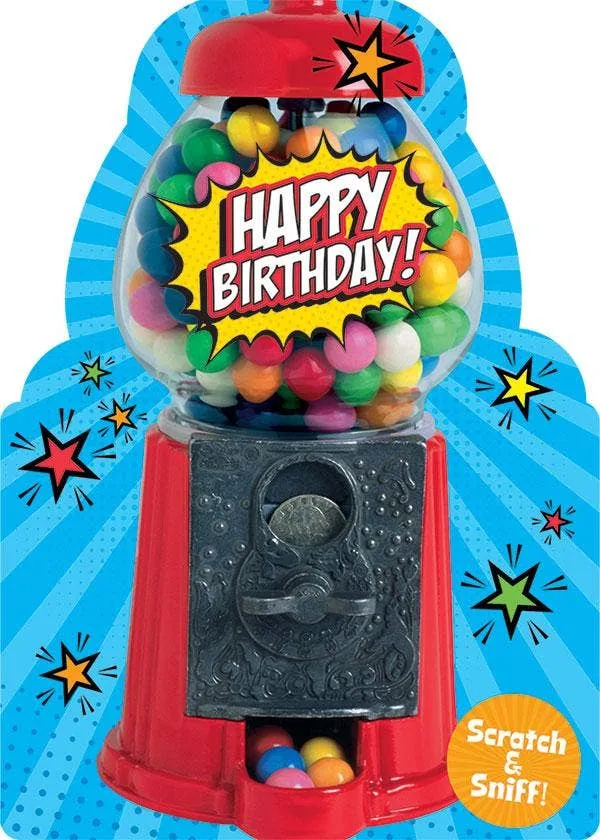 Gumball Machine Scratch and Sniff Scented Kids Birthday Greeting Card