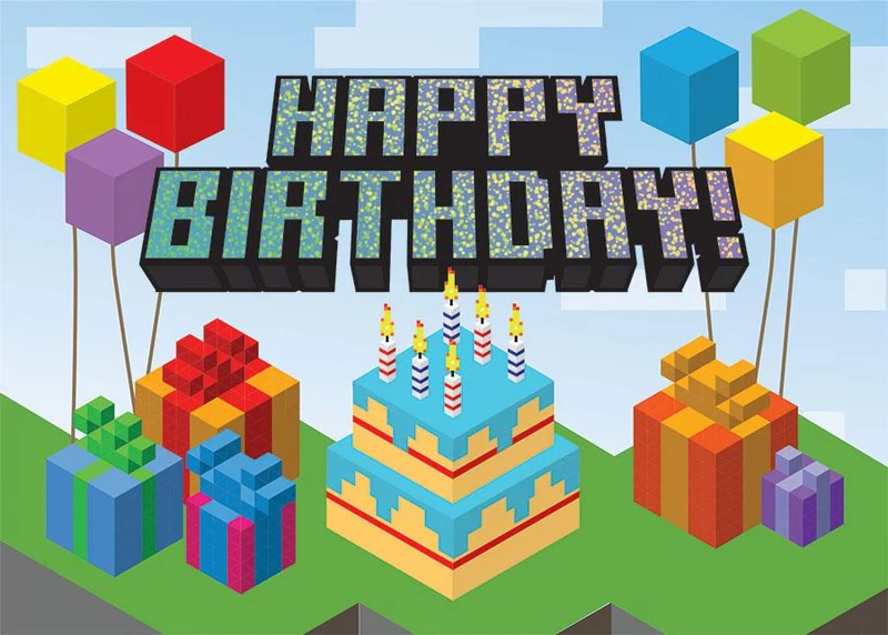 Video Game Foil Birthday Note Card with Holographic Accents