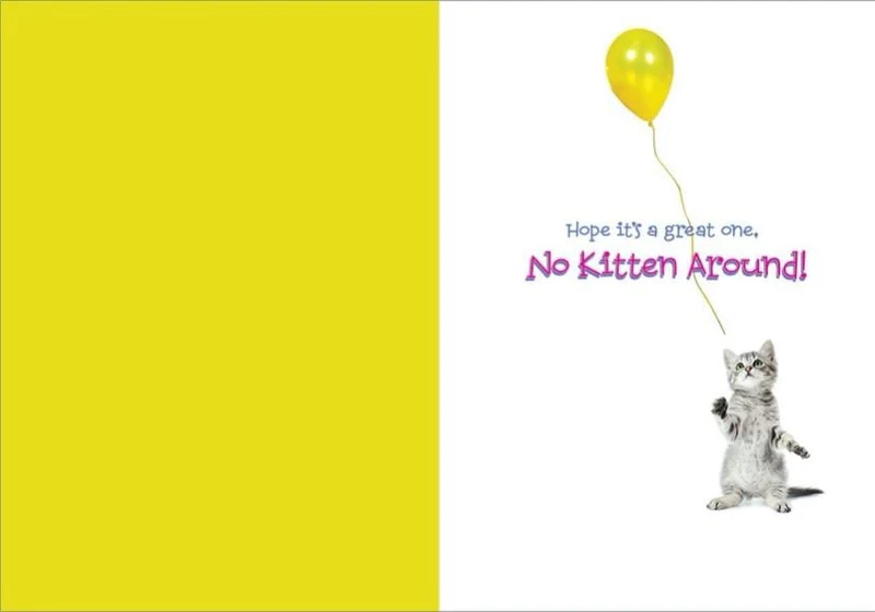 Adorable Birthday Kitten Foil Greeting Card with Colored Envelope
