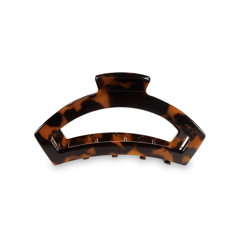 TELETIES Open Tortoise Medium Claw Hair Clip with Bendable Teeth
