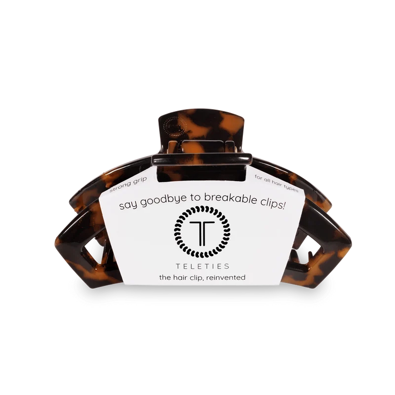 TELETIES Open Tortoise Medium Claw Hair Clip with Bendable Teeth
