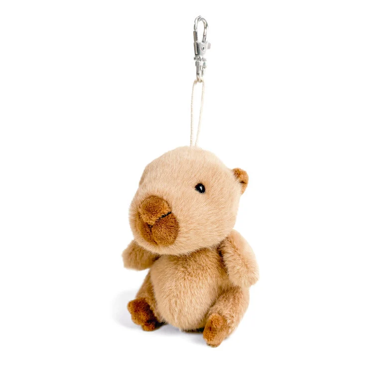 Theo Capybara Plush Bag Charm Soft Caramel Stuffed Animal Accessory