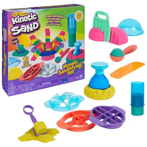 Kinetic Sand SquishMotion Playset with 1lb Pink Yellow Blue Sand
