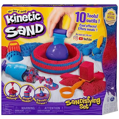 Kinetic Sand SquishMotion Playset with 1lb Pink Yellow Blue Sand