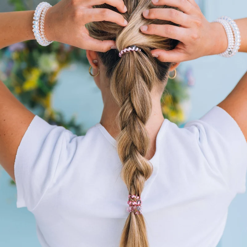 TELETIES Pretty in Pink Tiny Spiral Hair Coils for Braids