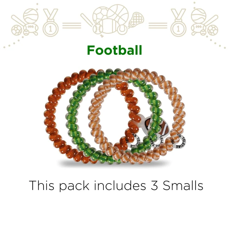 TELETIES Football Small Spiral Hair Coils No Crease Ties