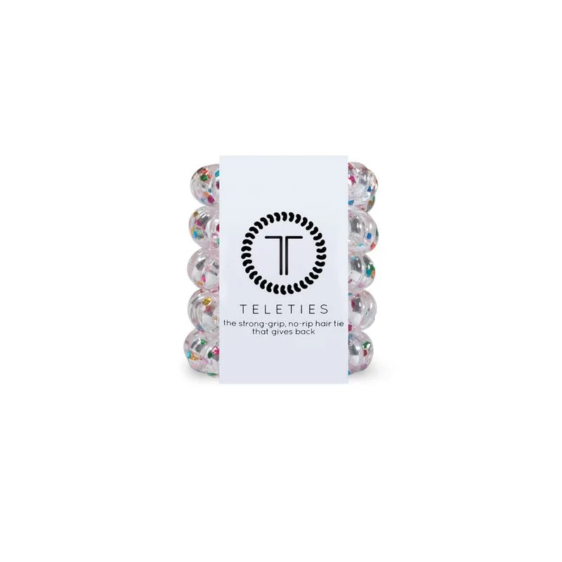 Tiny Teleties No Rip Strong Grip Spiral Hair Ties Five Pack Party People