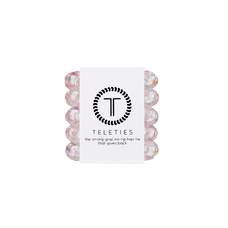 Tiny Teleties No Rip Strong Grip Spiral Hair Ties Five Pack Party People