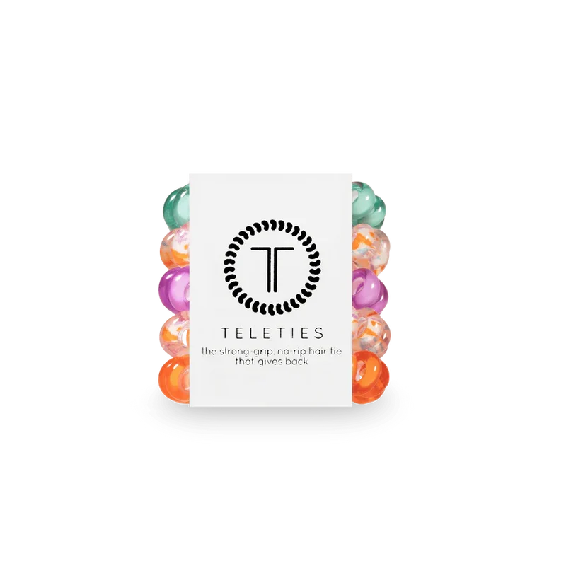 Tiny Teleties No Rip Strong Grip Spiral Hair Ties Five Pack Party People