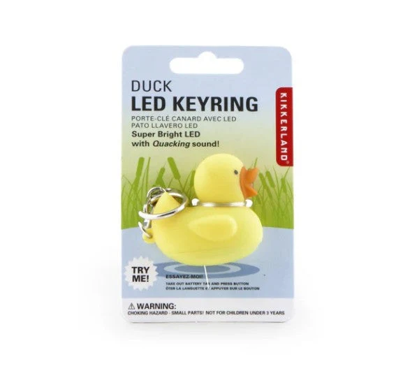 Kikkerland Yellow Duck LED Keychain with Bright Light and Quacking Sound