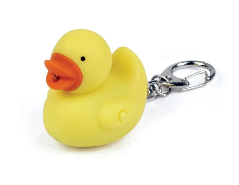 Kikkerland Yellow Duck LED Keychain with Bright Light and Quacking Sound