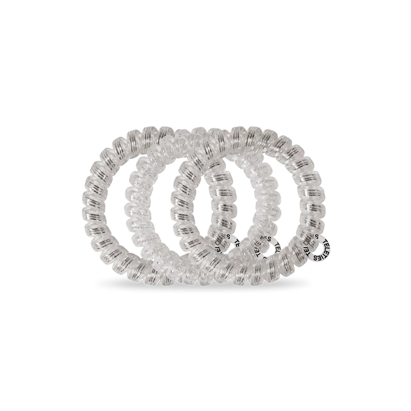 Silver Slay Large Spiral Hair Ties Gray 3-Pack No Rip Grip