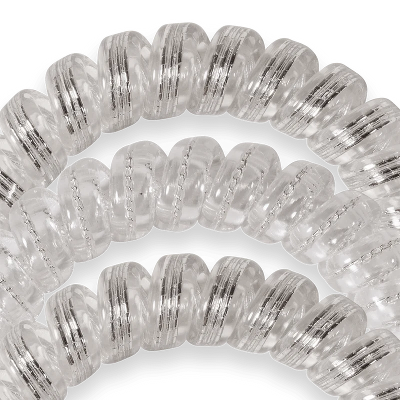 Silver Slay Large Spiral Hair Ties Gray 3-Pack No Rip Grip