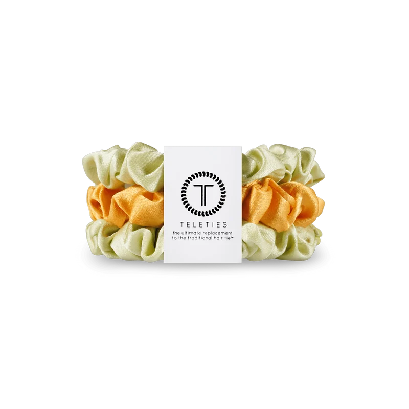 TELETIES Mojito Mama Small Silk Scrunchies with Inner Coil Grip