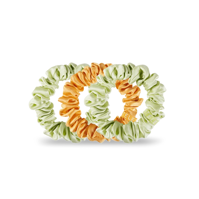 TELETIES Mojito Mama Small Silk Scrunchies with Inner Coil Grip