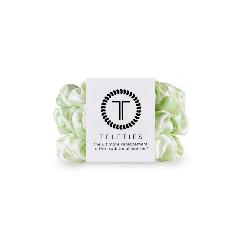 TELETIES Lost My Marbles Small Green Silk Hair Scrunchies 3-Pack
