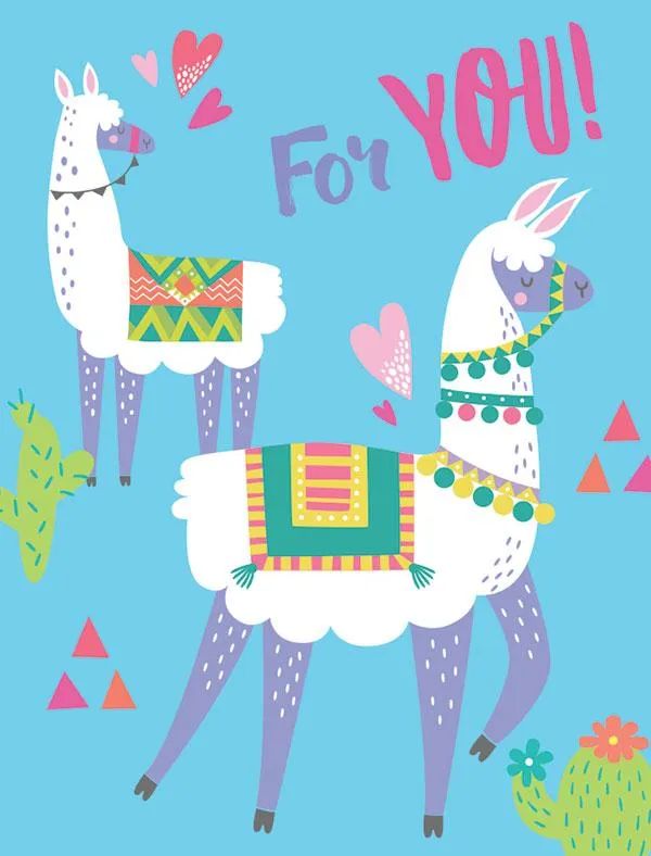 Llama Mini Gift Enclosure Card with White Envelope
