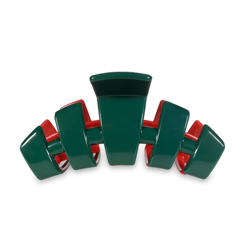 Teleties Classic Medium Claw Clip Red and Green Holiday Collection