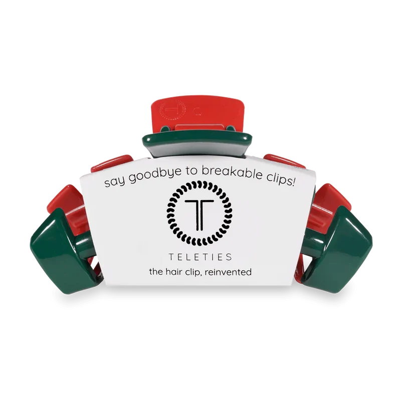 Teleties Classic Medium Claw Clip Red and Green Holiday Collection
