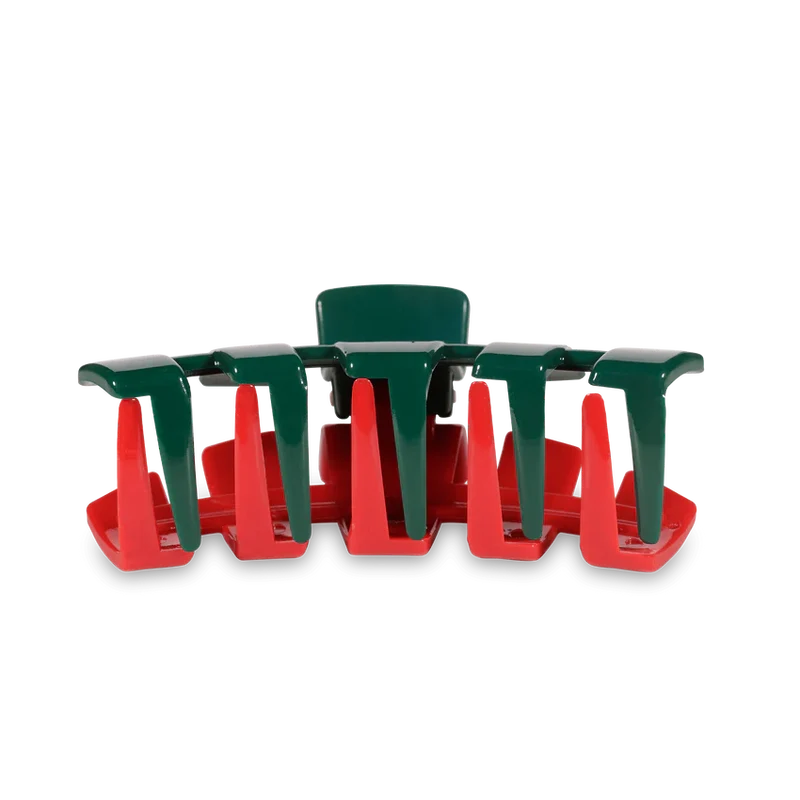 Teleties Classic Medium Claw Clip Red and Green Holiday Collection