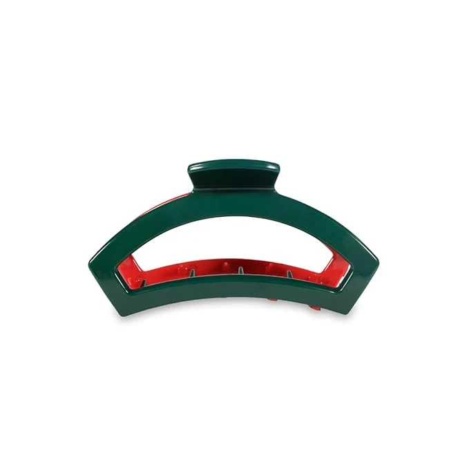 Teleties Medium Open Claw Clip Red and Green Holiday Collection