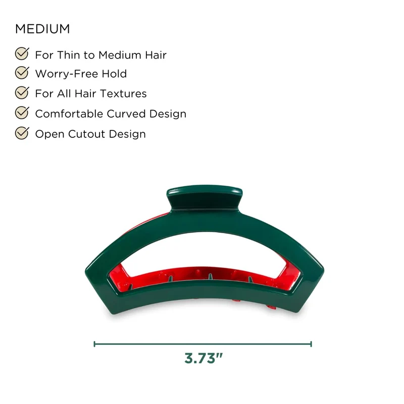 Teleties Medium Open Claw Clip Red and Green Holiday Collection