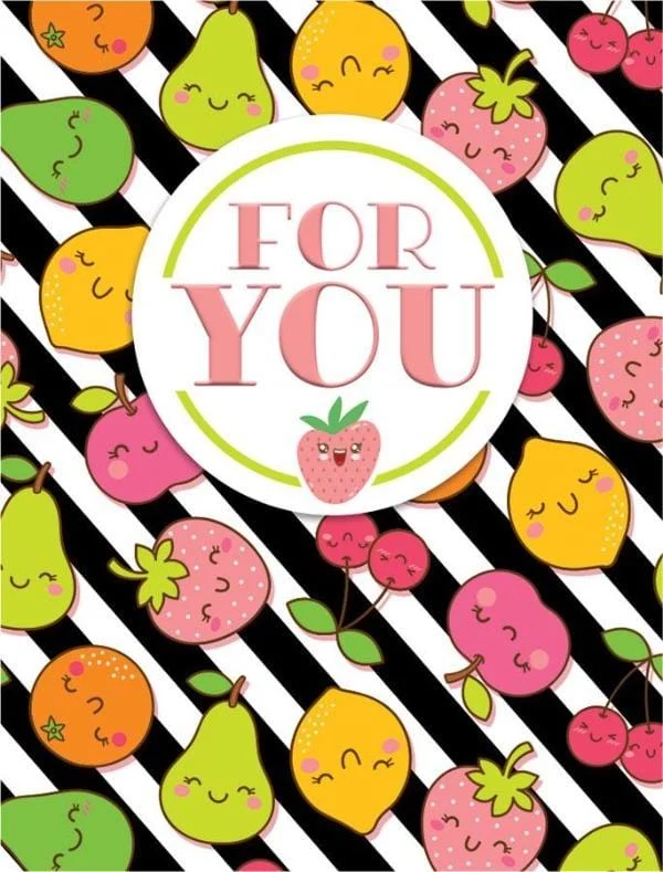 Mini Cutie Frutie Glitter Fruit Enclosure Card with White Envelope