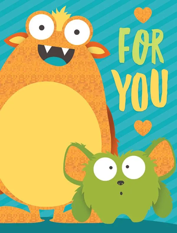 Cute Monsters Foil Mini Birthday Gift Enclosure Card with Envelope